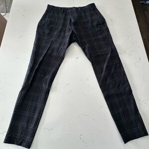 Stylish Plaid Dark Blue Pants